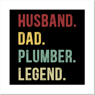 Plumber Funny Vintage Retro Shirt Husband Dad Plumber Legend Posters and Art